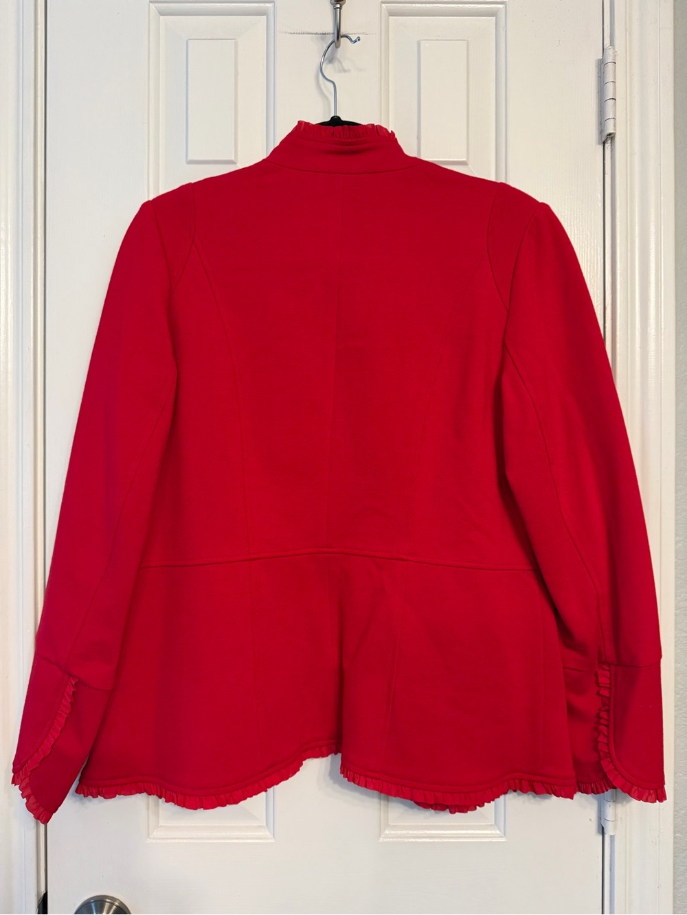 Chico's Bright Red Ruffle-Edge Blazer - Picture 2 of 4